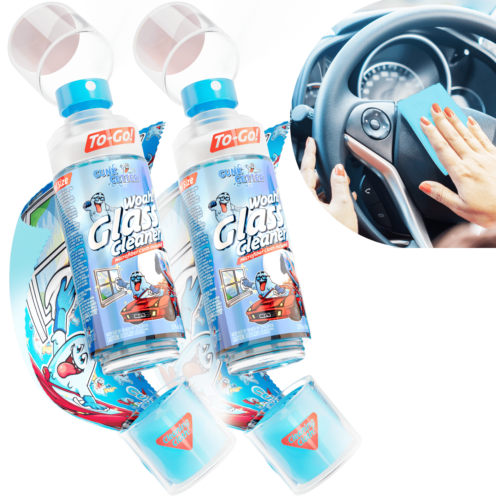 Travel Spray Bottle (Glass Cleaner) , 2 Pack - Gunk Getter Travel Spray Bottle Gunk Getter Gunk Getter