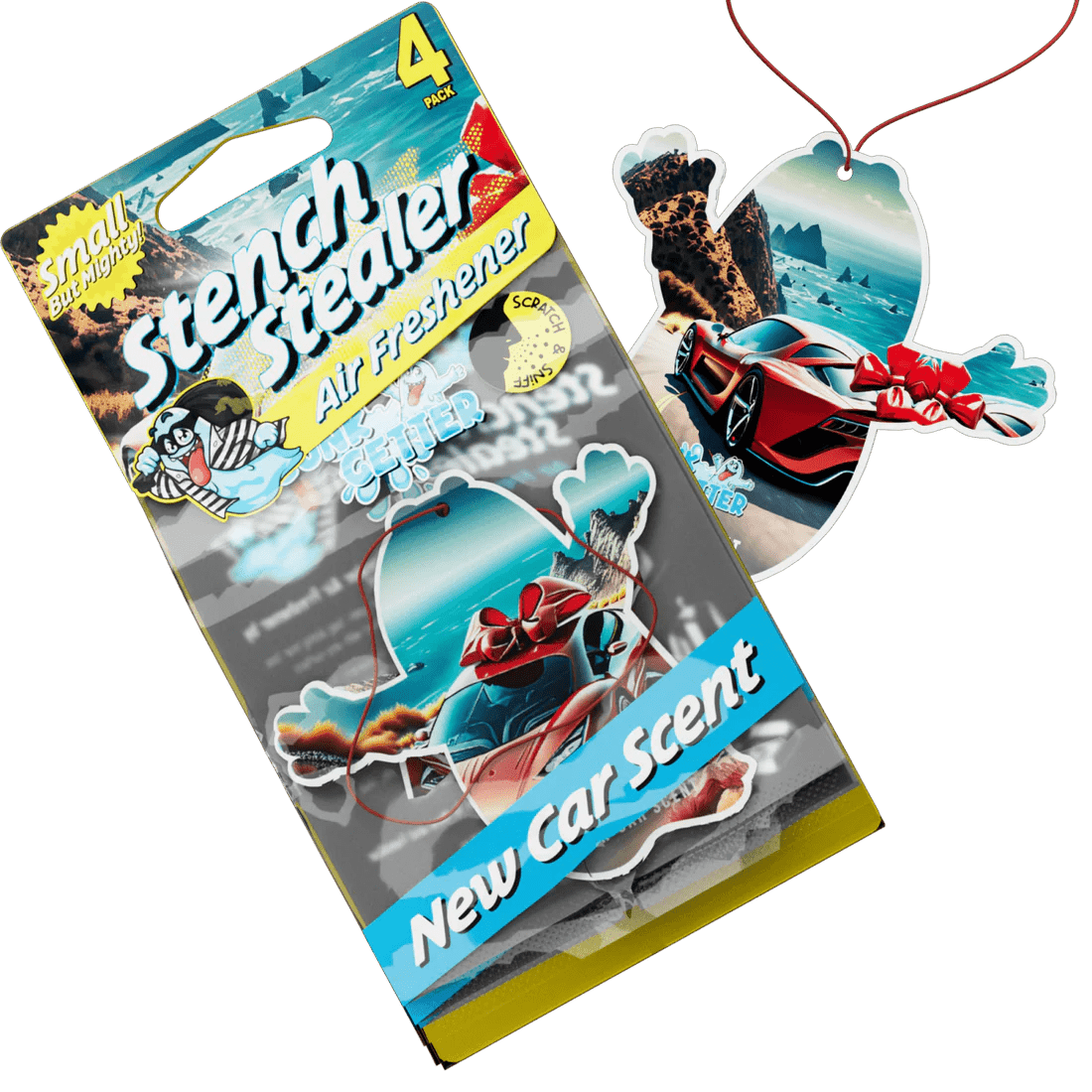 WHOLESALE CASE 24 Units - Stench Stealer Air Freshener - 4 Pack - New Car - Gunk Getter Commercial Gunk Getter Gunk Getter