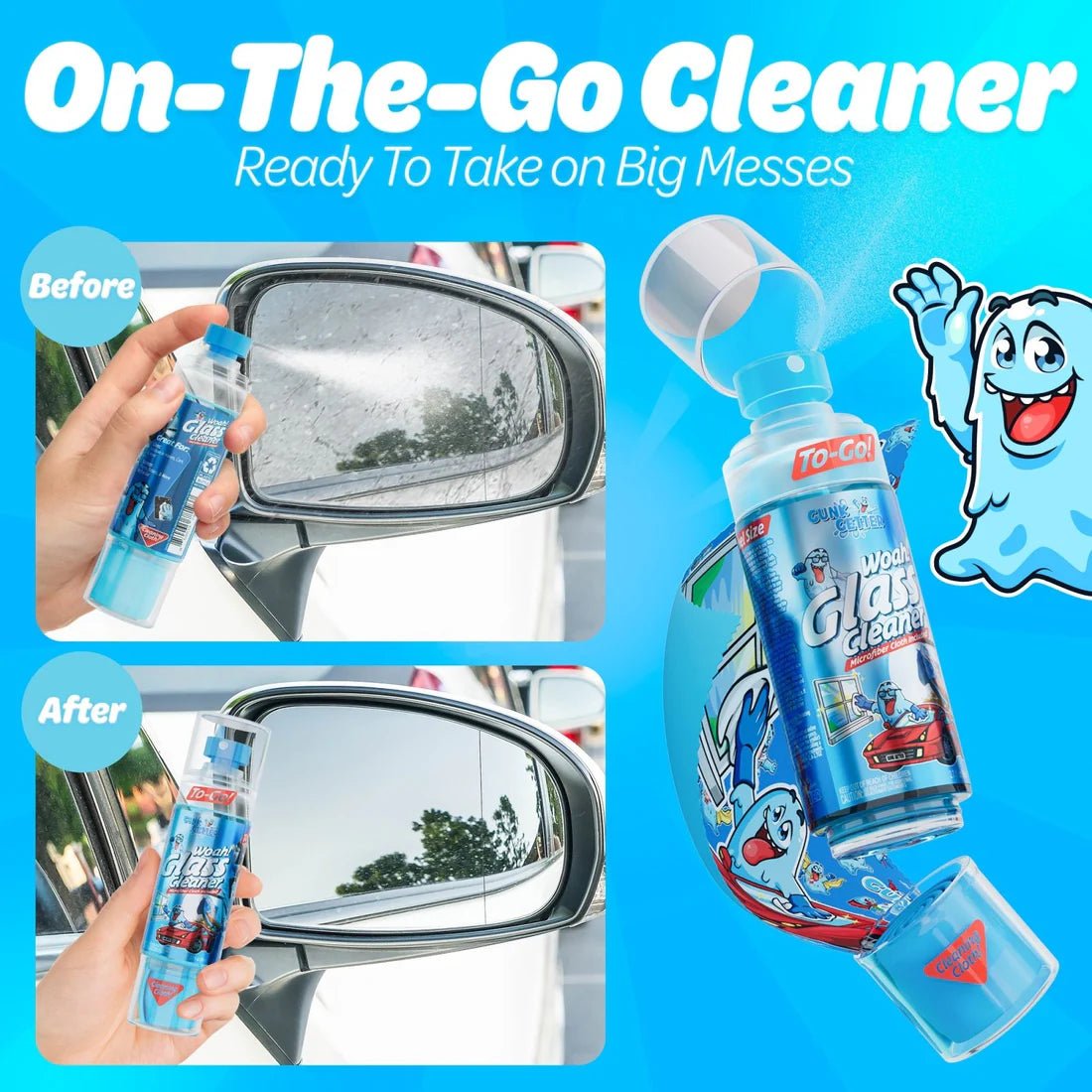 WHOLESALE CASE 54 Units - Gunk Getter - Travel Spray Bottle With Microfiber Cap - Glass Cleaner - Gunk Getter Commercial Gunk Getter Gunk Getter