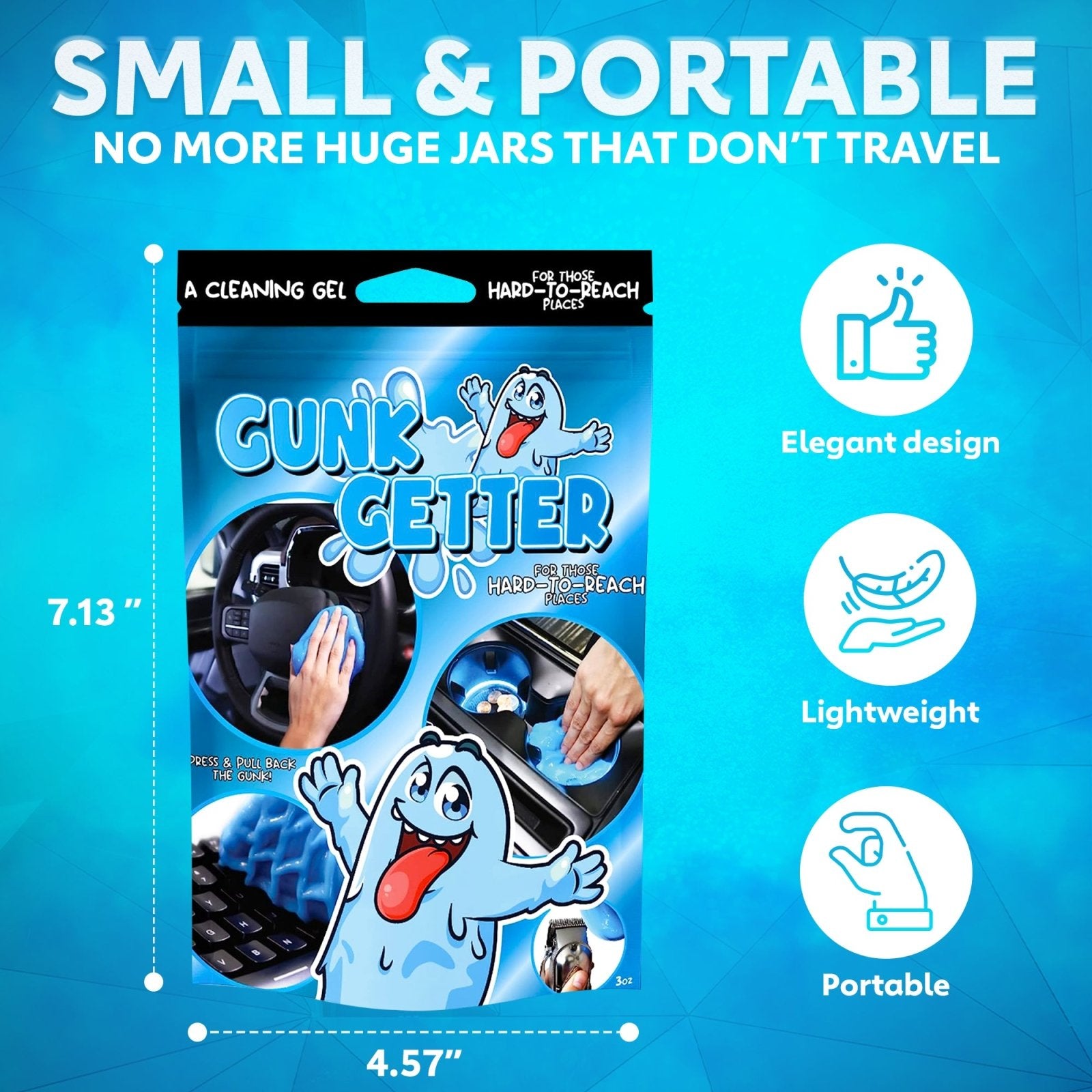 Cleaning Gel (Pouch) 3oz, 1 Pack - Gunk Getter Cleaning Gel Gunk Getter Gunk Getter