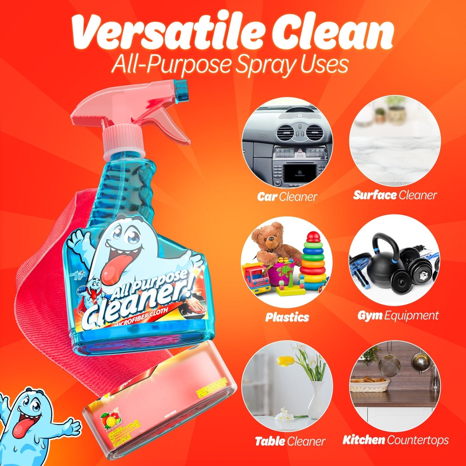 Spray Bottle 16oz (All Purpose Cleaner - Citrus) , 2 Pack - Gunk Getter Spray Bottle 16oz Gunk Getter Gunk Getter