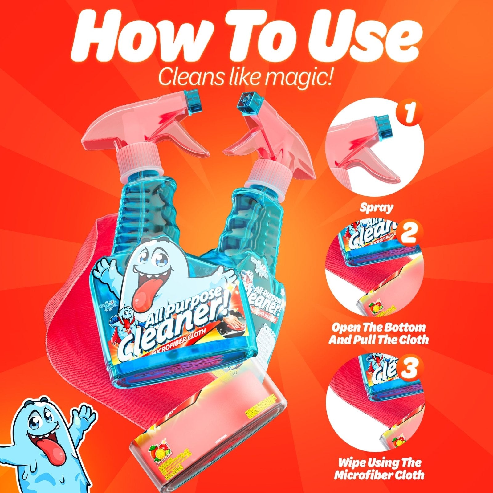 Spray Bottle 16oz (All Purpose Cleaner - Citrus) , 2 Pack - Gunk Getter Spray Bottle 16oz Gunk Getter Gunk Getter