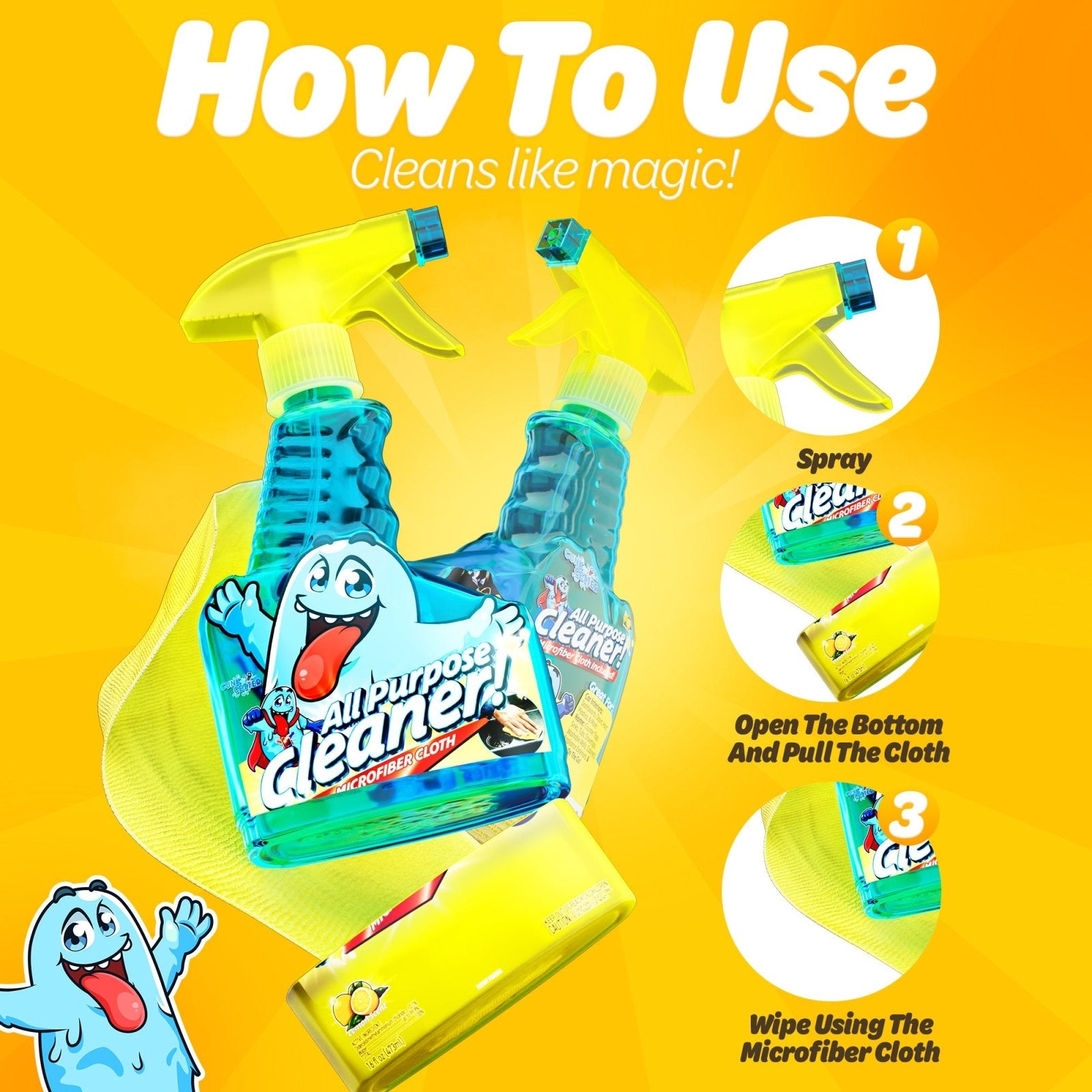 Spray Bottle 16oz (All Purpose Cleaner - Lemon) , 2 Pack - Gunk Getter Spray Bottle 16oz Gunk Getter Gunk Getter