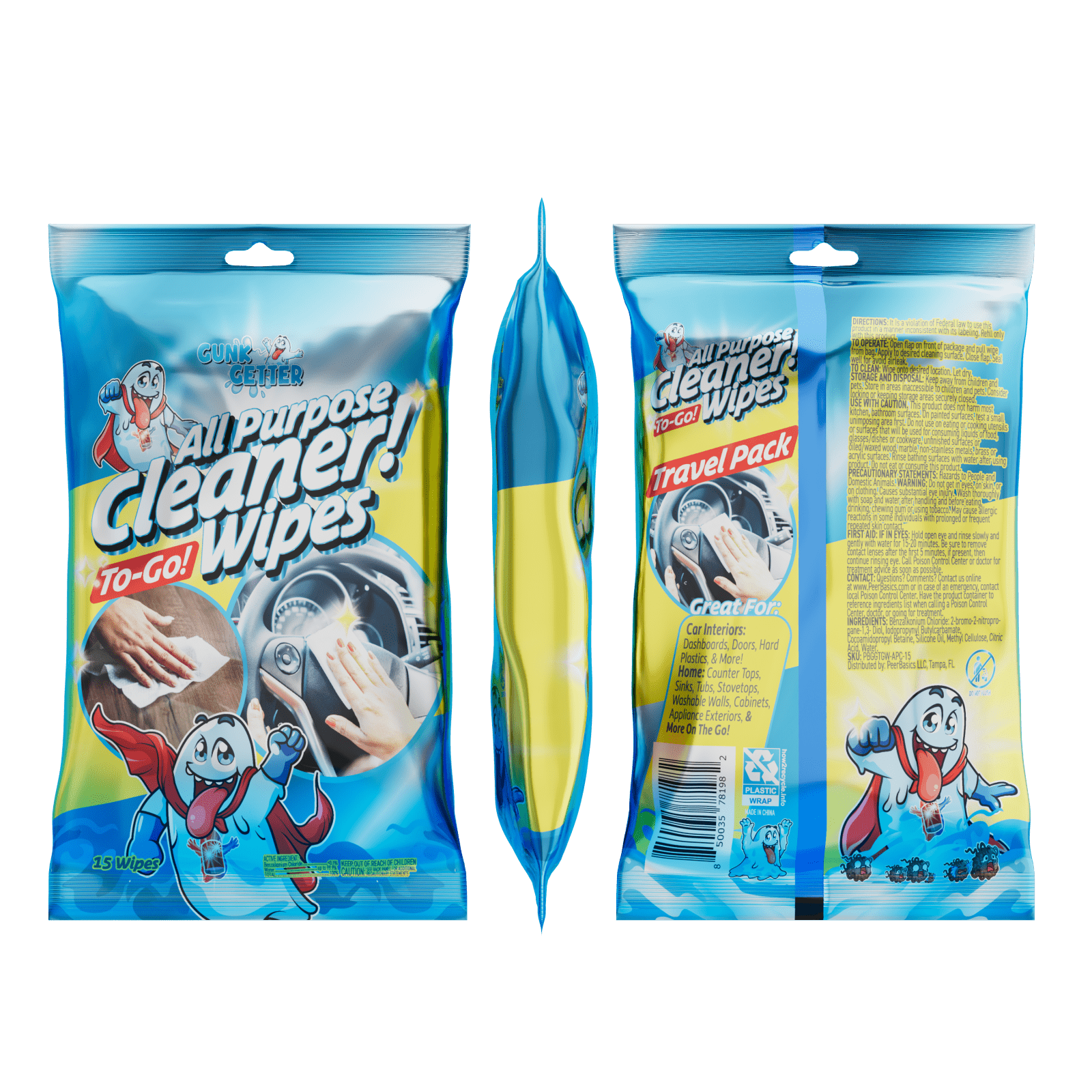 To-Go Wipes (All Purpose Cleaner) , 4 Pack - Gunk Getter To-Go Wipes Gunk Getter Gunk Getter