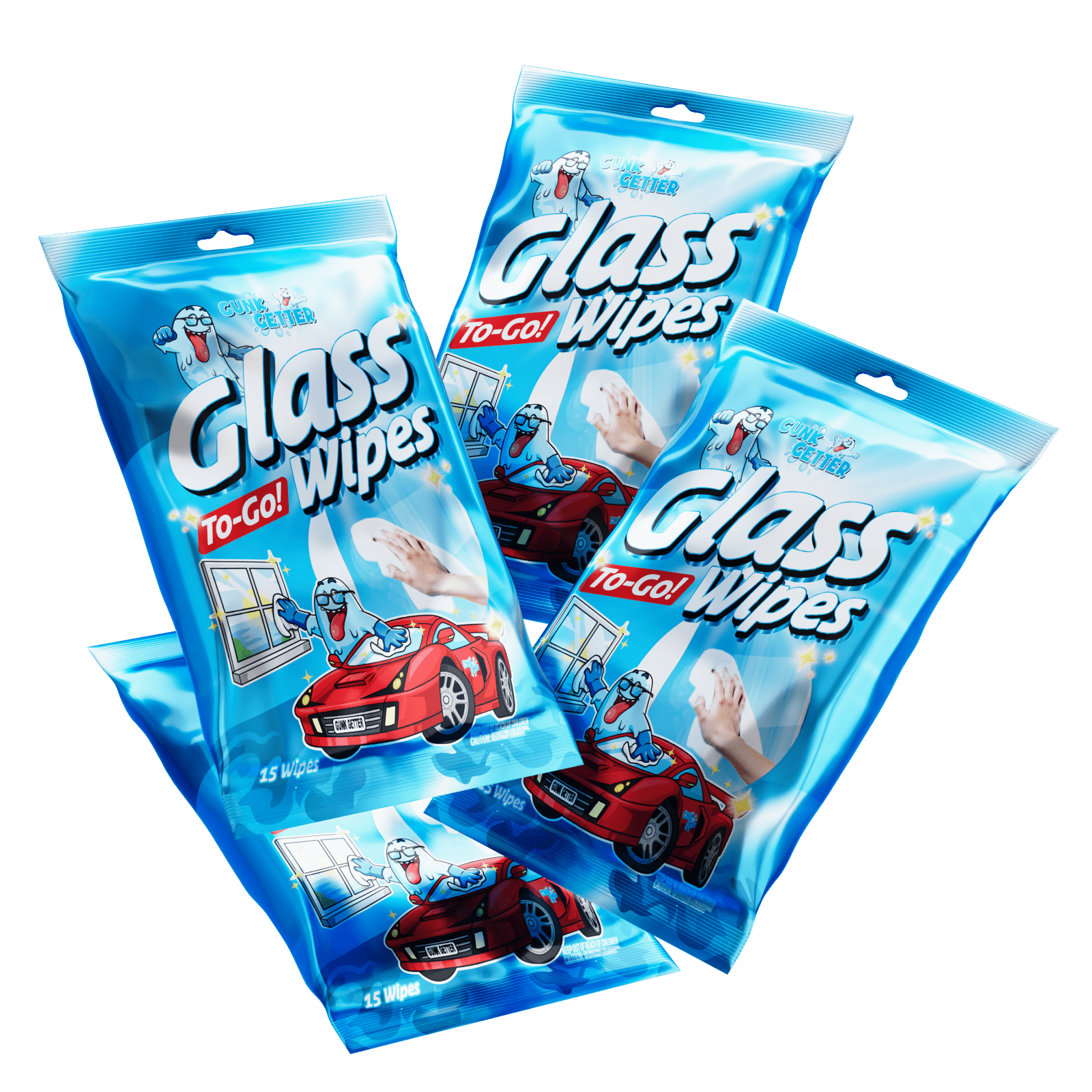 To-Go Wipes (Glass Cleaner) , 4 Pack - Gunk Getter