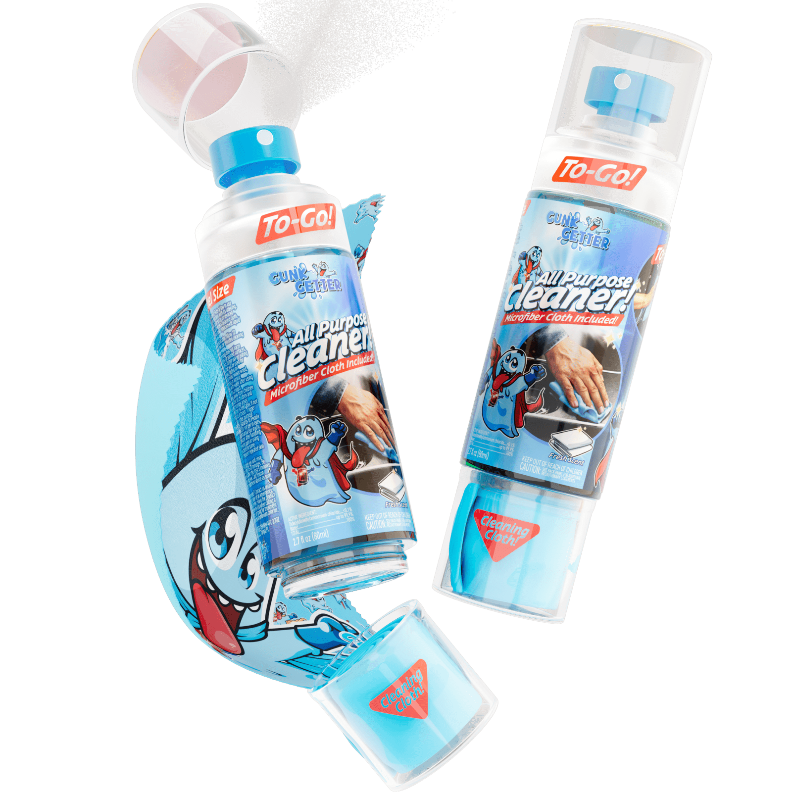 Travel Spray Bottle (All Purpose Cleaner - Fresh) , 2 Pack - Gunk Getter Travel Spray Bottle Gunk Getter Gunk Getter