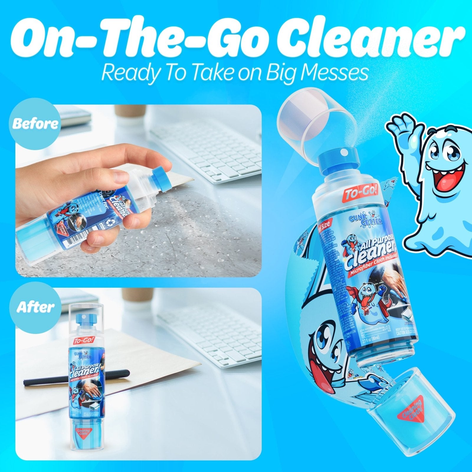Travel Spray Bottle (All Purpose Cleaner - Fresh) , 2 Pack - Gunk Getter Travel Spray Bottle Gunk Getter Gunk Getter