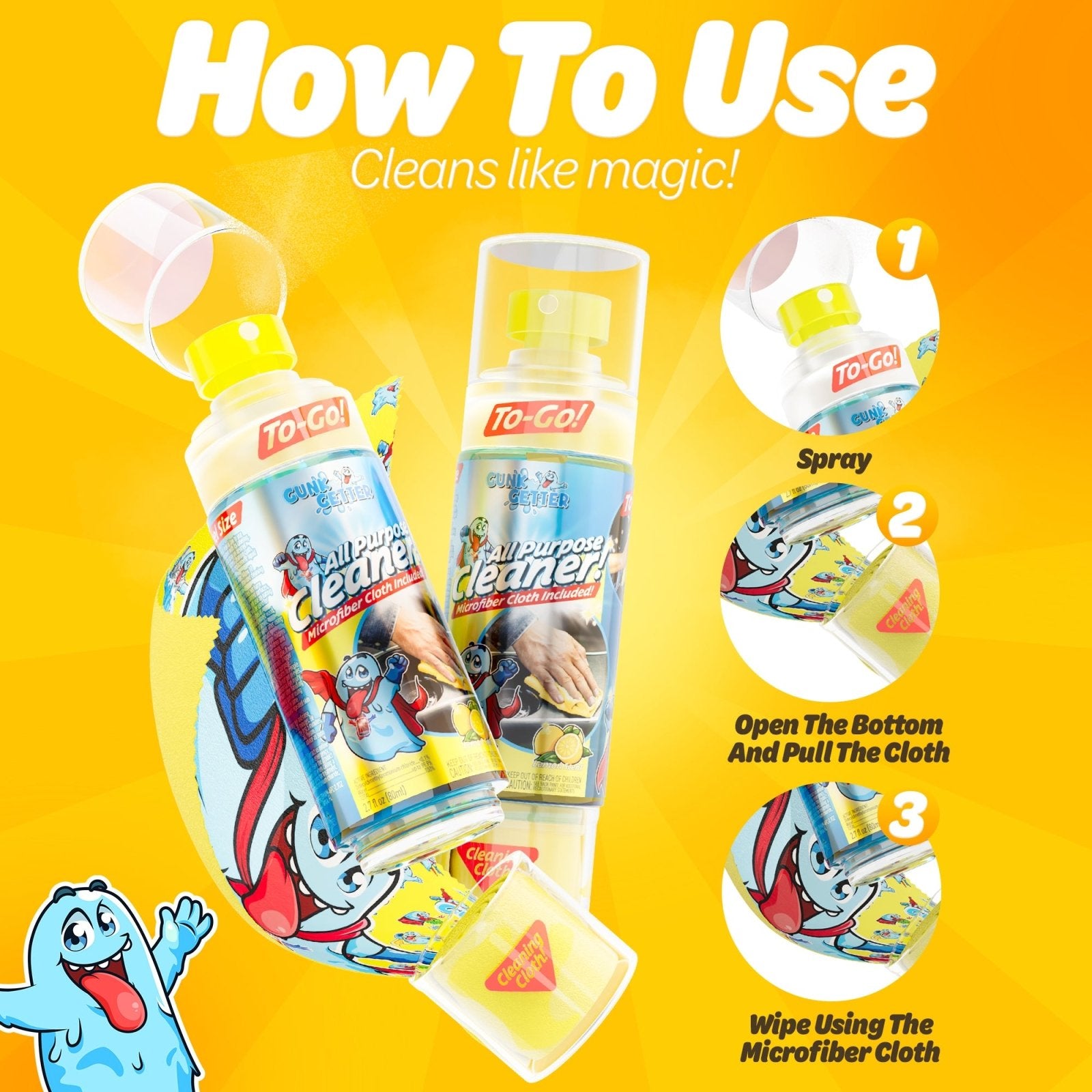 Travel Spray Bottle (All Purpose Cleaner - Lemon) , 2 Pack - Gunk Getter Travel Spray Bottle Gunk Getter Gunk Getter