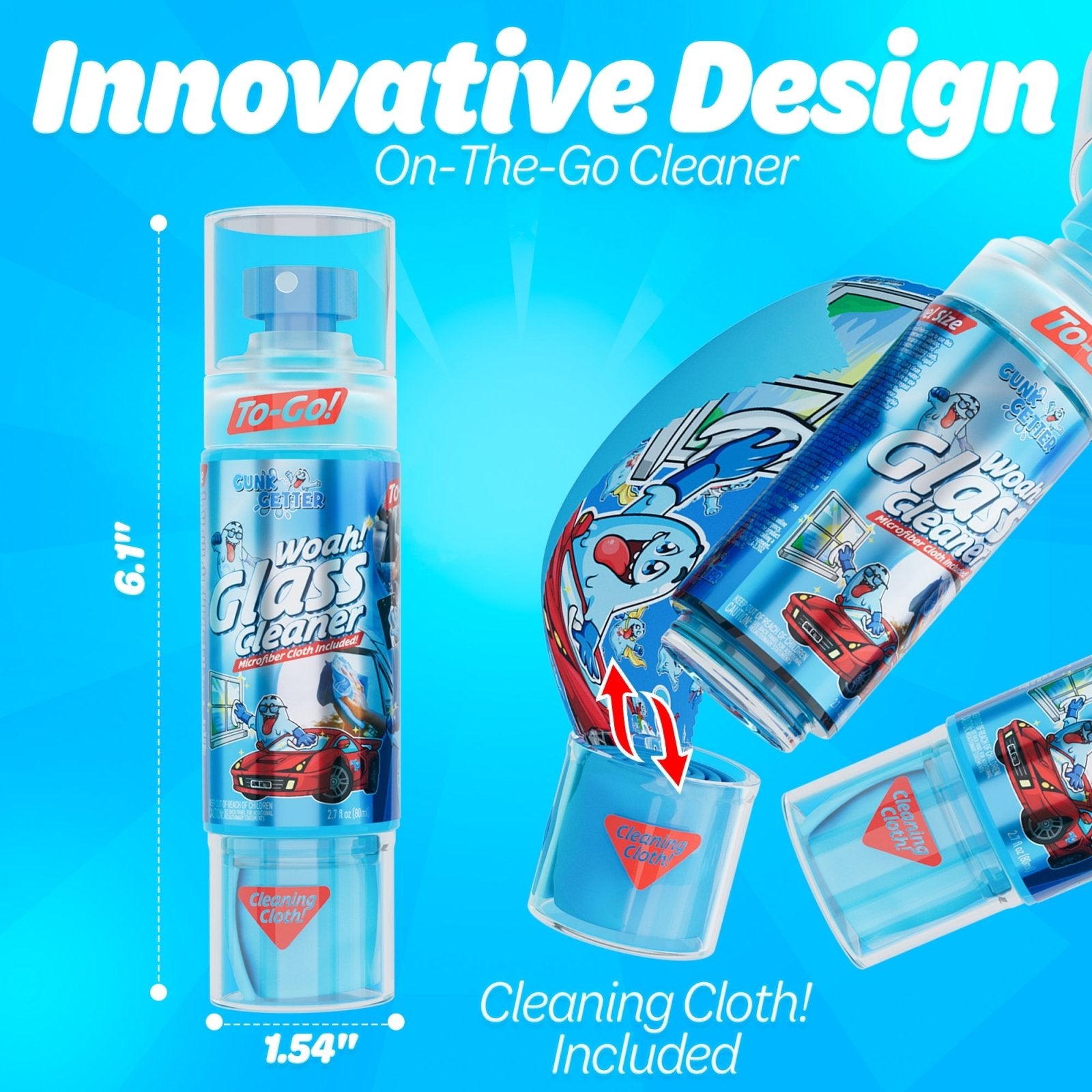 Travel Spray Bottle (Glass Cleaner) , 2 Pack - Gunk Getter Travel Spray Bottle Gunk Getter Gunk Getter