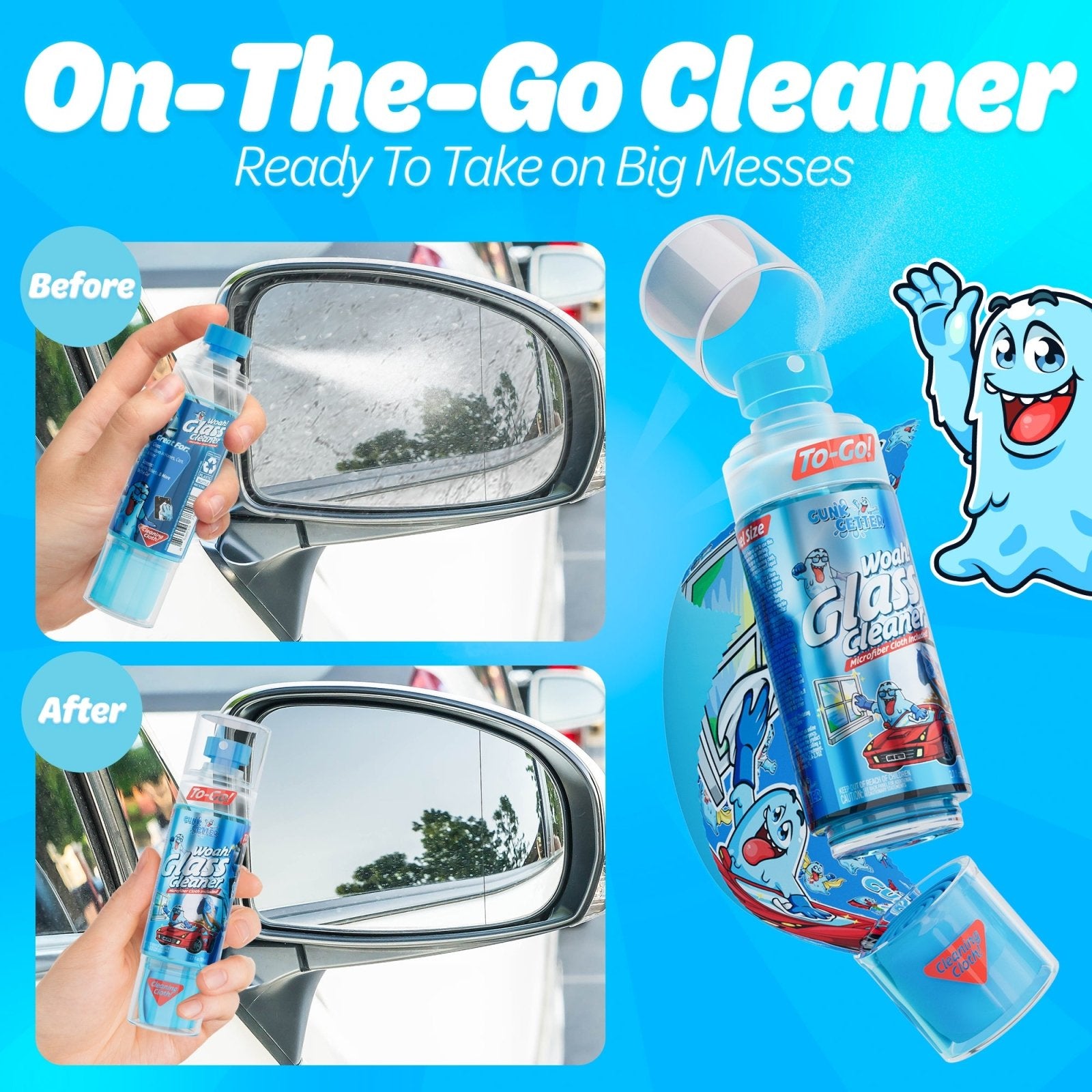 Travel Spray Bottle (Glass Cleaner) , 2 Pack - Gunk Getter Travel Spray Bottle Gunk Getter Gunk Getter