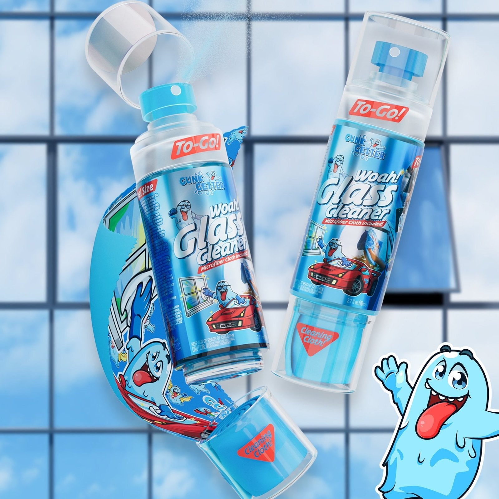 Travel Spray Bottle (Glass Cleaner) , 2 Pack - Gunk Getter Travel Spray Bottle Gunk Getter Gunk Getter