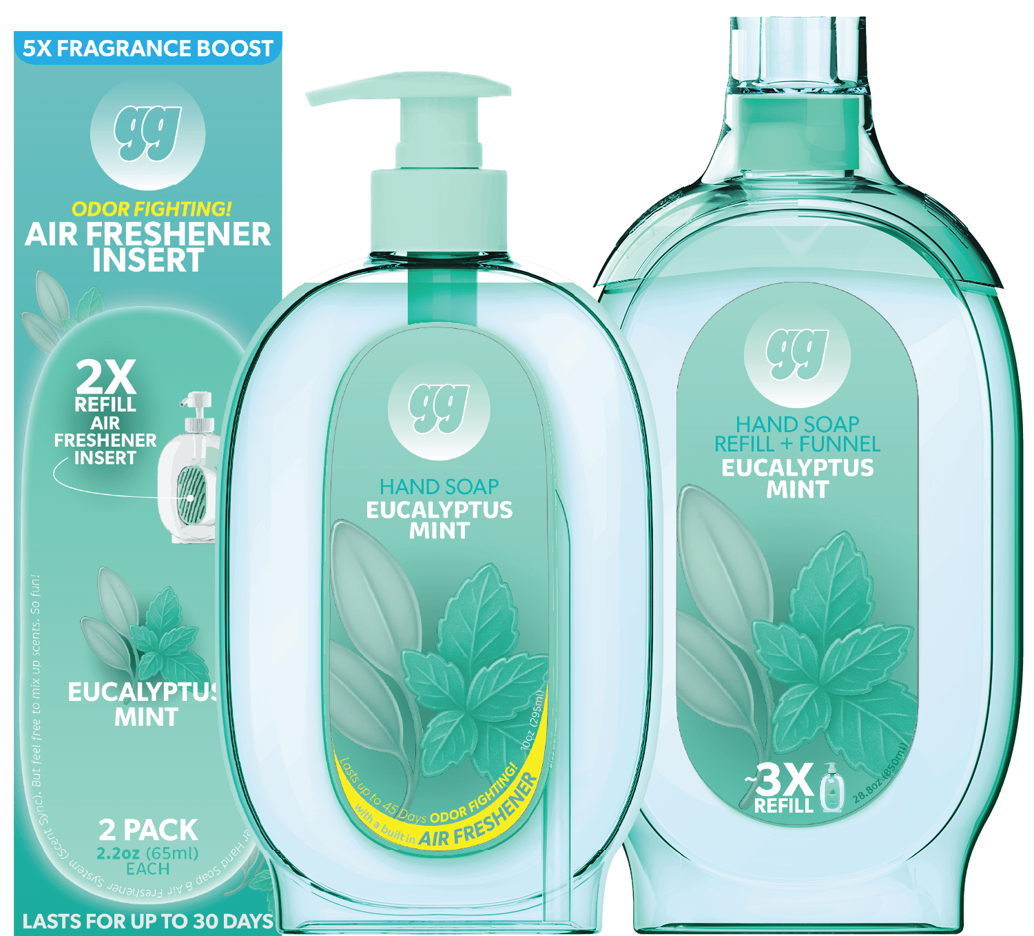 Eucalyptus Mint - Complete Scent Set (Dispenser + Refills) - Gunk Getter Gunk Getter Gunk Getter