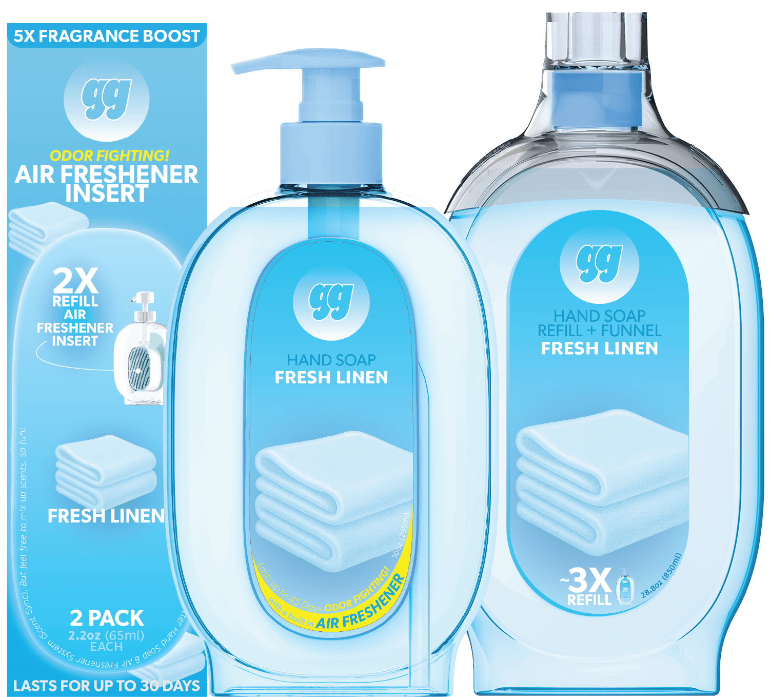 Fresh Linen - Complete Scent Set (Dispenser + Refills) - Gunk Getter Gunk Getter Gunk Getter