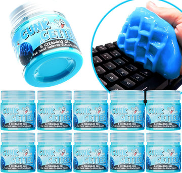 Gunk Getter 12 PACK Cleaning Gel for Those Hard to Reach Places, Automotive Cup Holder Electronic Keyboard Office, Slime Gel Cleaner Dust Crumb Removal (Jar, Blue, 3.5oz) - Gunk Getter Cleaning Gel Gunk Getter Gunk Getter