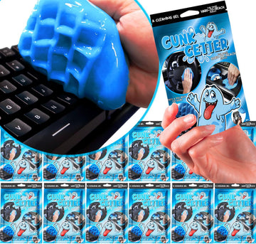 Gunk Getter 12 Pack Cleaning Gel for Those Hard to Reach Places, Automotive Cup Holder Electronic Keyboard Office, Slime Gel Cleaner Dust Crumb Removal (Resealable Pouch, Blue, 3oz) - Gunk Getter Cleaning Gel Gunk Getter Gunk Getter