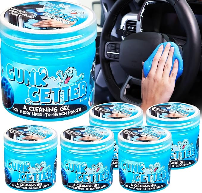 Gunk Getter, 6 Pack, Cleaning Gel for Those Hard to Reach Places, Automotive Cup Holder Electronic Keyboard Office, Slime Gel Cleaner Dust Crumb Removal - Gunk Getter Home Starter Collection Gunk Getter Gunk Getter