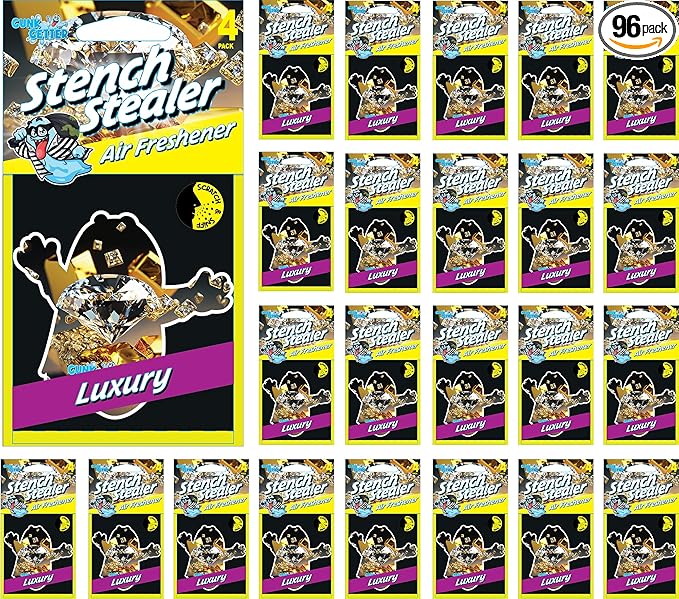 Gunk Getter Car Air Fresheners - Long Lasting Scent, Odor Eliminator, Home Essentials, Fresh Fragrance - 96 Pack - Luxury - Gunk Getter Auto Starter Collection Gunk Getter Gunk Getter