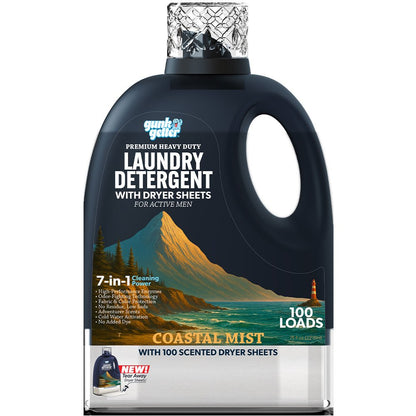Gunk Getter Heavy Duty Premium Laundry Detergent + Built - In Dryer Sheets (100 Loads) - Gunk Getter Gunk Getter Gunk Getter