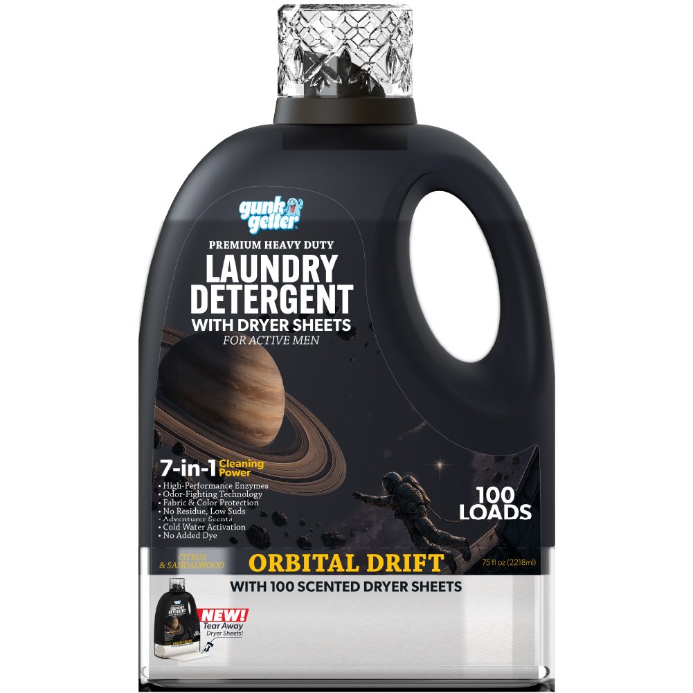 Gunk Getter Heavy Duty Premium Laundry Detergent + Built - In Dryer Sheets (100 Loads) - ORBITAL DRIFT - Gunk Getter Gunk Getter Gunk Getter