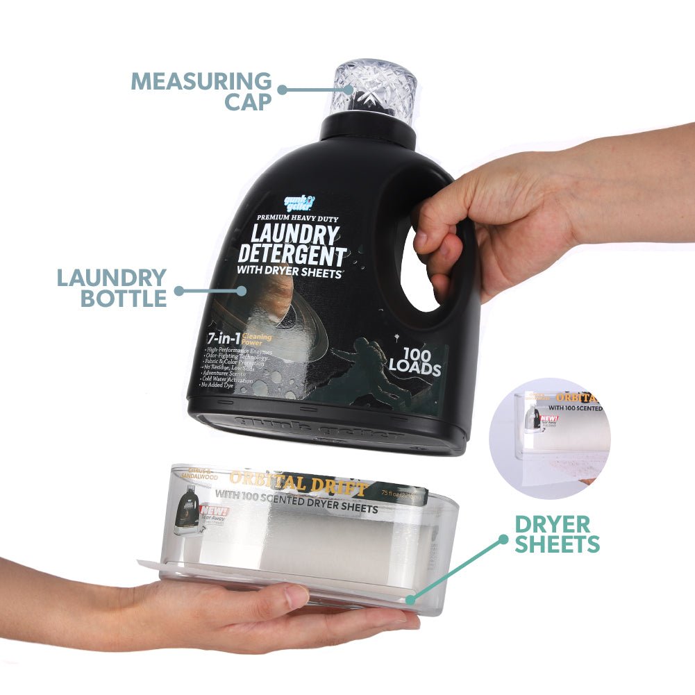 Gunk Getter Heavy Duty Premium Laundry Detergent + Built - In Dryer Sheets (100 Loads) - ORBITAL DRIFT - Gunk Getter Gunk Getter Gunk Getter