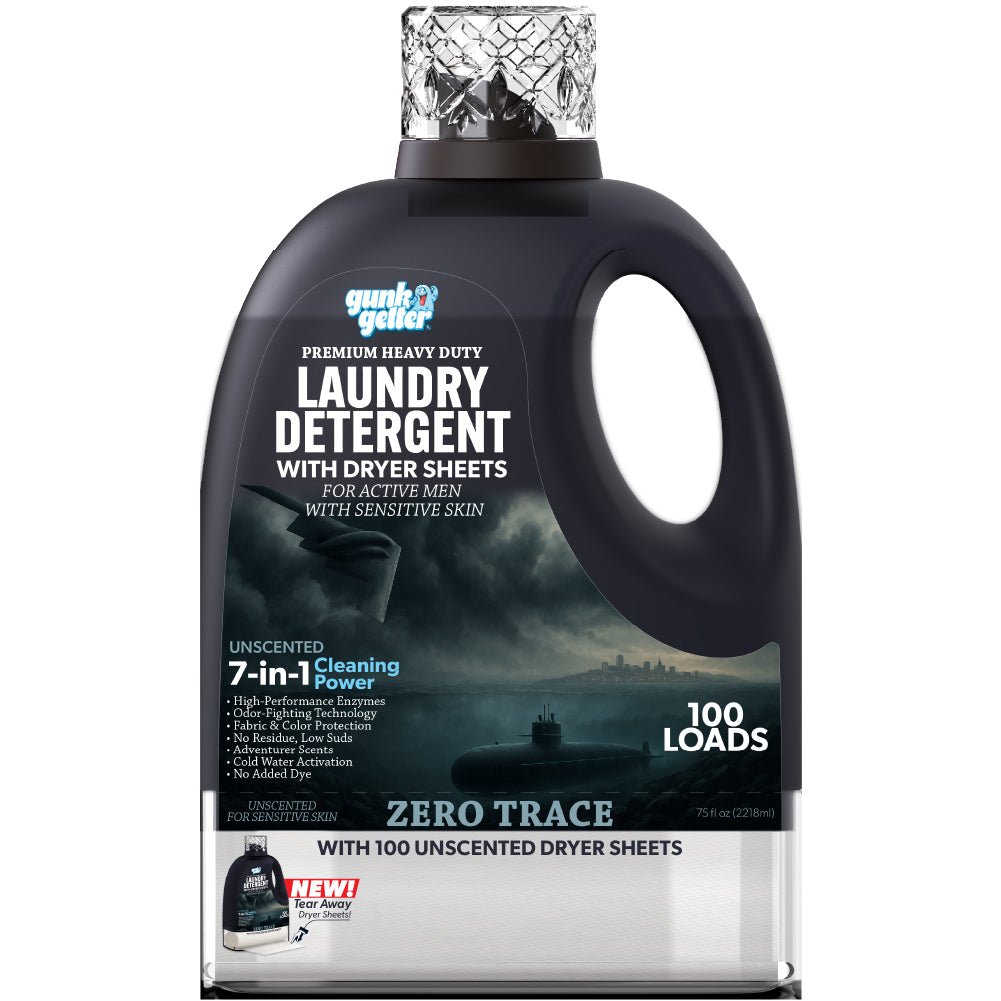 Gunk Getter Heavy Duty Premium Laundry Detergent + Built - In Dryer Sheets (100 Loads) - ZERO TRACE - Gunk Getter Gunk Getter Gunk Getter