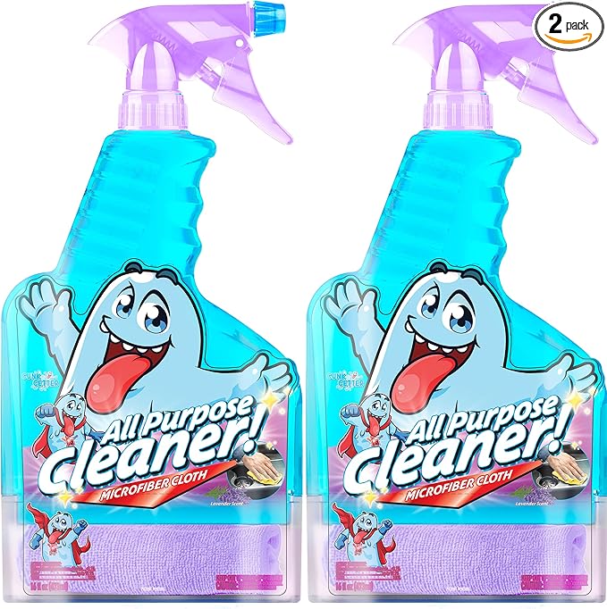 Gunk Getter - Spray Bottle With Microfiber Cap - All Purpose Cleaner 16oz - Lavender (2 Pack) - Gunk Getter Home Starter Collection Gunk Getter Gunk Getter
