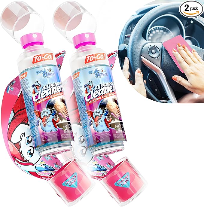 Gunk Getter - Travel Spray Bottle With Microfiber Cap - All Purpose Cleaner - Lavender (2 Pack) - Gunk Getter Travel Spray Bottle Gunk Getter Gunk Getter