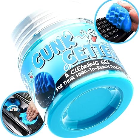 PeerBasics Gunk Getter, Cleaning Gel for Those Hard to Reach Places, Automotive Cup Holder Electronic Keyboard Office, Slime Gel Cleaner Dust Crumb Removal (Jar, Blue, 3.5oz) - Gunk Getter Travel Spray Bottle Gunk Getter Gunk Getter