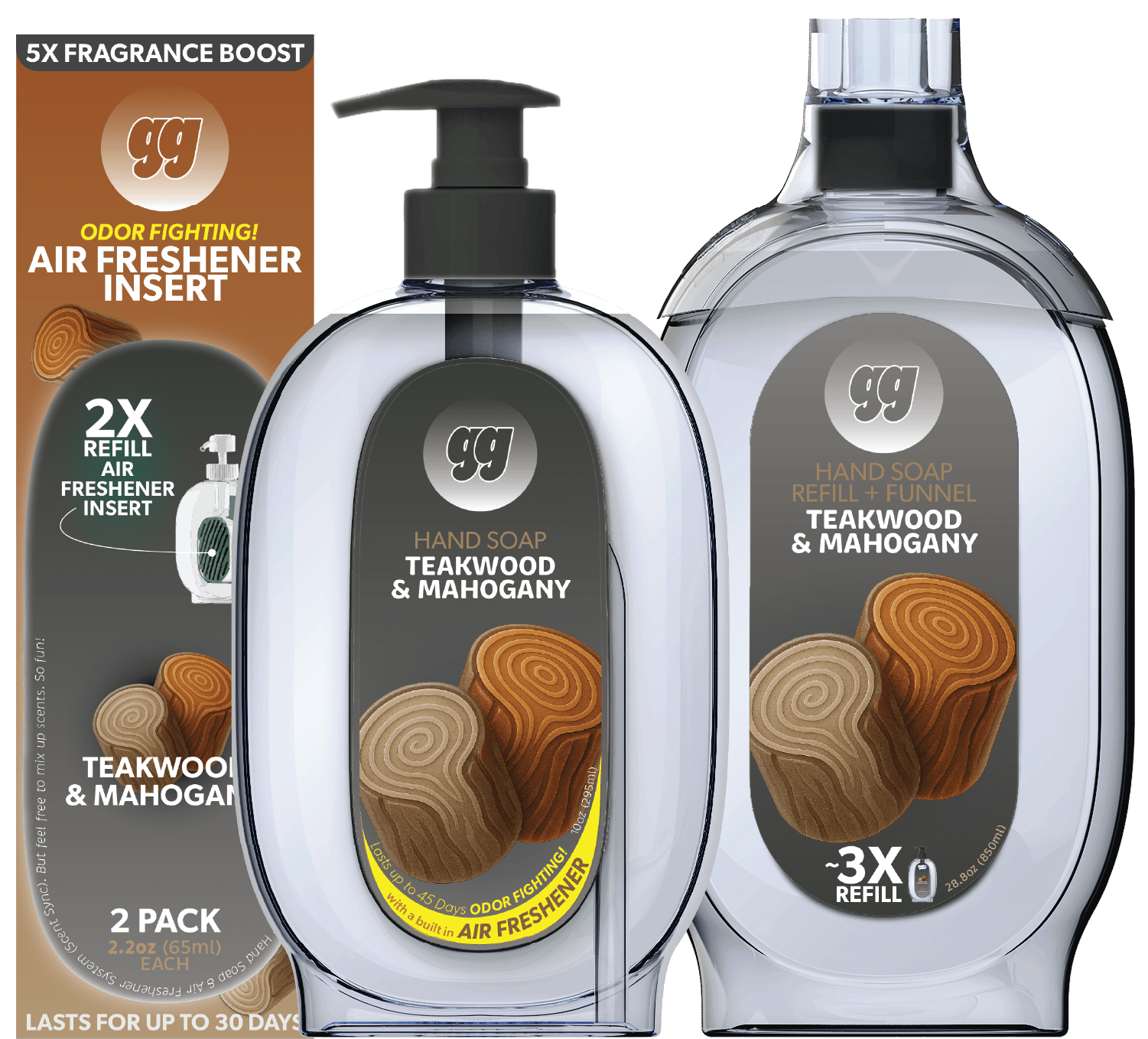 Teakwood & Mahogany - Complete Scent Set (Dispenser + Refills) - Gunk Getter Gunk Getter Gunk Getter