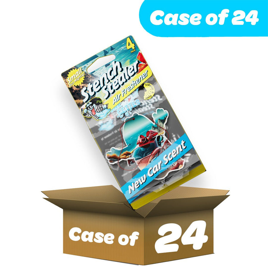 WHOLESALE CASE 24 Units - Stench Stealer Air Freshener - 4 Pack - New Car - Gunk Getter Commercial Gunk Getter Gunk Getter