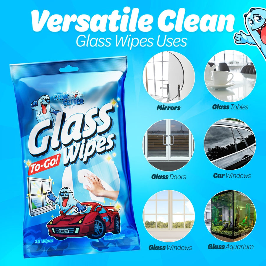 To-Go Wipes (Glass Cleaner) , 4 Pack - Gunk Getter To-Go Wipes Gunk Getter Gunk Getter